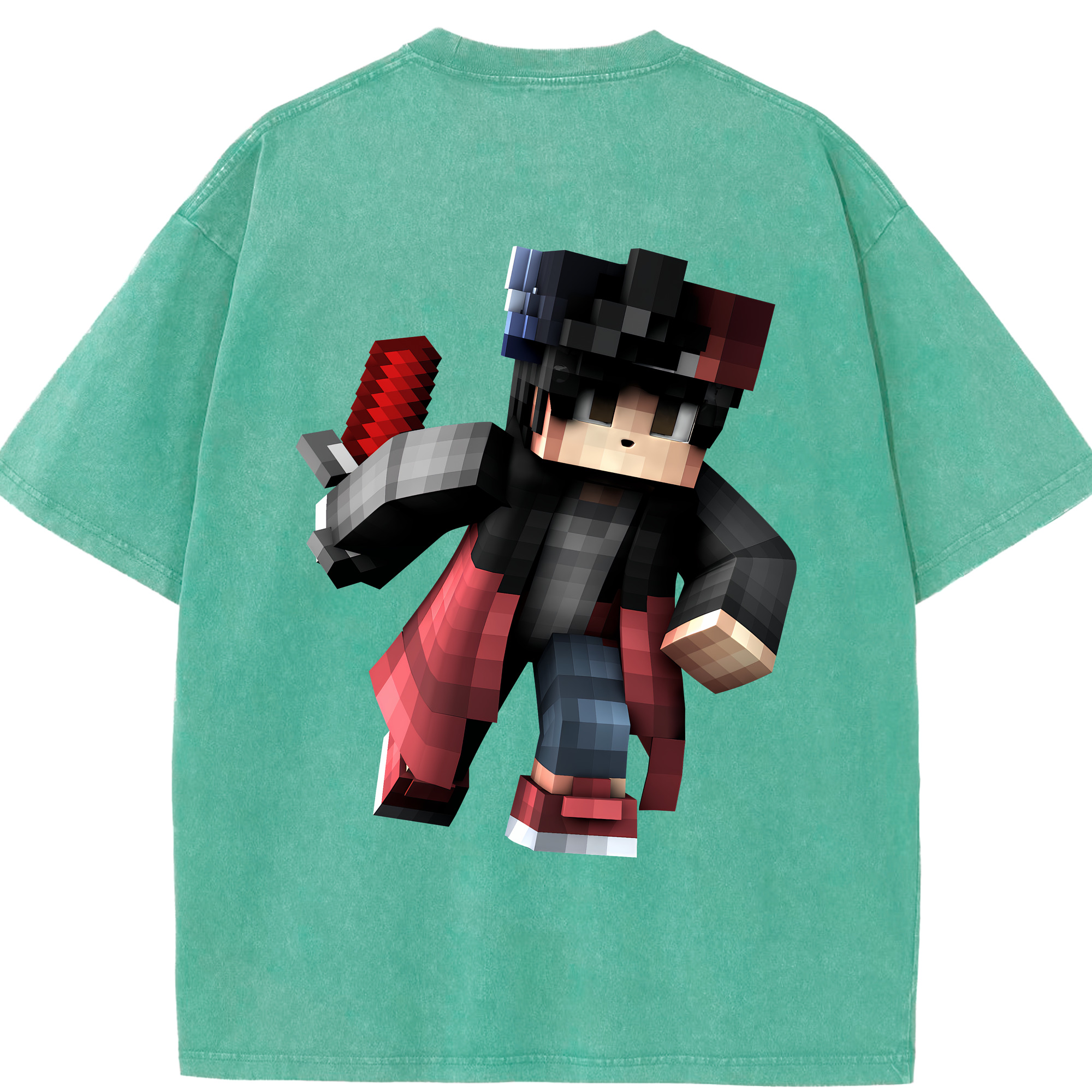 （画像用） マインクラフト ブロックの世界 Minecraft MC Block world 綿100% ヴィンテージ風 半袖Tシャツ（背面プリント）